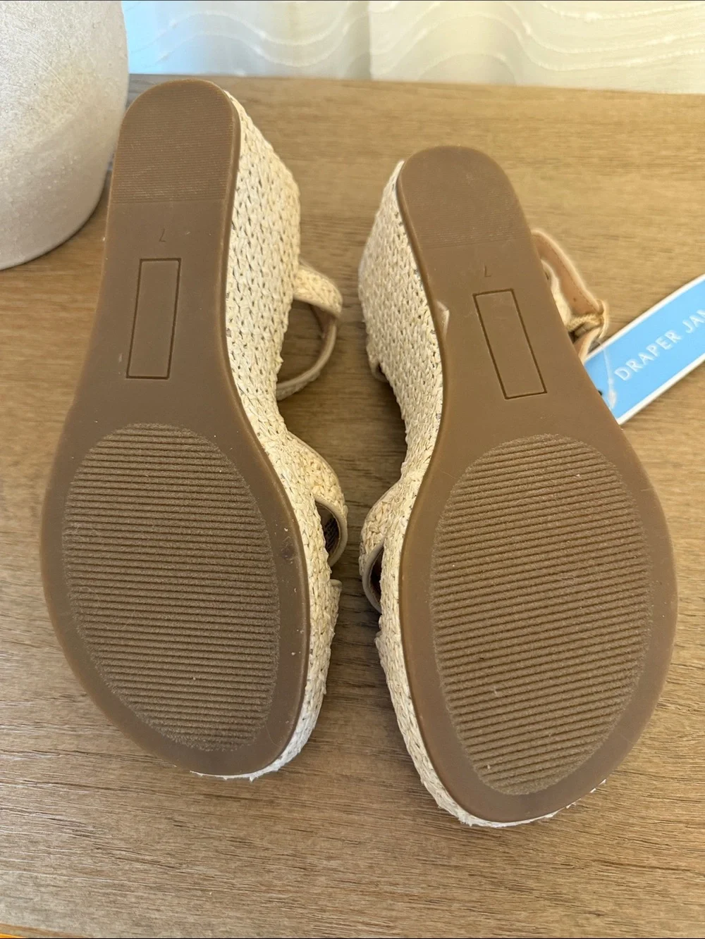 Draper James Cream Woven Platform Wedge Sandals